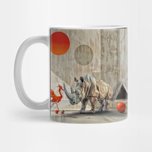 Animals geometry and minimalism: Rhinoceros and Flamingo Bird Mug